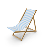 折叠海滩椅带蓝色条形织物PNG和PSD图像