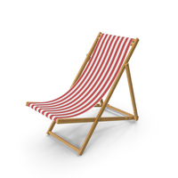 Folding Beach Chair with Red Strips Fabric PNG & PSD Images