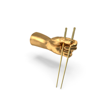 Golden Hand Holding Golden Chop Sticks PNG & PSD Images