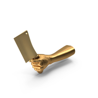 Golden Hand Holding a Golden Cleaver PNG & PSD Images
