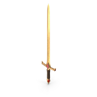 Golden Fantasy Sword with Ruby Gems PNG & PSD Images