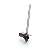 Glove Holding a Fantasy Sword with Amethyst Gems PNG & PSD Images
