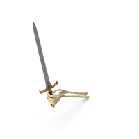 Skeleton Hand Holding a Fantasy Sword with Amber Gems PNG & PSD Images