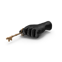 Glove Holding a Fantasy Golden Key with Diamonds PNG & PSD Images