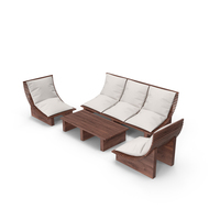 Set of Seater Outdoor Wood Platform Lounge Settings and Table PNG & PSD Images