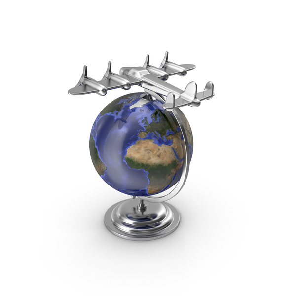 Vintage Globe With Airplane PNG & PSD Images