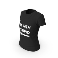 Female Crew Neck Worn I'm with Stupid PNG & PSD Images