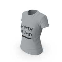 Female Crew Neck Worn I'm with Stupid PNG & PSD Images