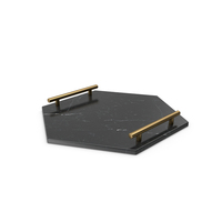 Gold Handle Black Hexogon Shape Marble Tray PNG & PSD Images