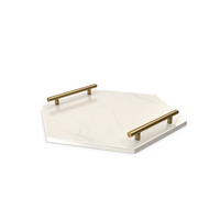 Gold Handle White Hexagon Shape Marble Tray PNG & PSD Images