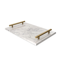 Gold Handle White Marble Tray PNG & PSD Images