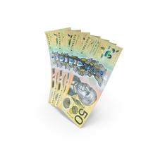 Handful of 50 Australian Dollar Banknote Bills PNG & PSD Images