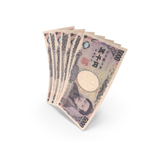 Handful of 5000 Japanese Yen Banknote Bills PNG & PSD Images