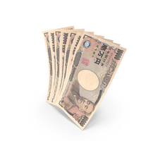 Handful of 10000 Japanese Yen Banknote Bills PNG & PSD Images