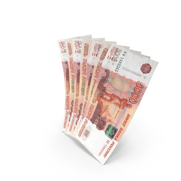Handful of 5000 Russian Ruble Banknote Bills PNG & PSD Images