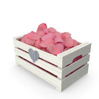Wooden Box with Petals Pink PNG & PSD Images