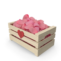 Wooden Box with Petals Pink Version PNG & PSD Images