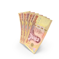 Handful of 100 Thai Baht Banknote Bills PNG & PSD Images