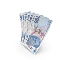 Handful of 100 Turkish Lira Banknote Bills PNG & PSD Images