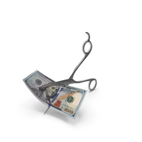 Scissors Cutting a 100 Dollar Bill PNG & PSD Images