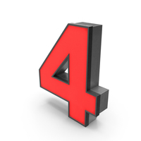 Luminous Number 4 Red PNG & PSD Images