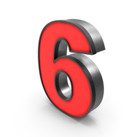 Luminous Number 6 Red PNG & PSD Images