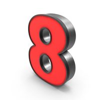 Luminous Number 8 Red PNG & PSD Images