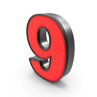 Luminous Number 9 Red PNG & PSD Images