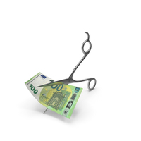 Scissors Cutting a 100 Euro Bill PNG & PSD Images