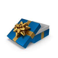 Gift Box Opened Blue Gold PNG & PSD Images
