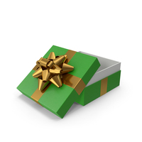 礼品盒打开绿金色PNG和PSD图像