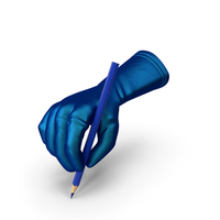 Glove Holding a Blue Color Pencil PNG & PSD Images
