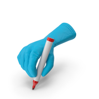 Doctor Glove Holding a Red Marker Pen PNG & PSD Images