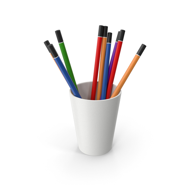 Cup With Colored Pencils PNG & PSD Images