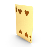 金色扑克牌4心PNG和PSD图像