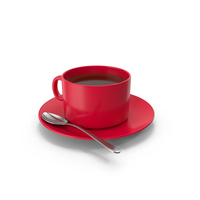 Red Coffee Cup With Spoon PNG & PSD Images