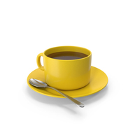Yellow Coffee Cup With Spoon PNG & PSD Images
