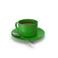Green Coffee Cup With Spoon PNG & PSD Images