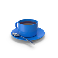 Blue Coffee Cup With Spoon PNG & PSD Images