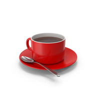 Red White Coffee Cup With Spoon PNG & PSD Images