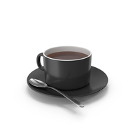 Black White Coffee Cup With Spoon PNG & PSD Images