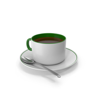Green White Coffee Cup With Spoon PNG & PSD Images