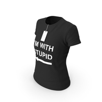 Female Crew Neck Worn With Tag Black Im With Stupid PNG & PSD Images
