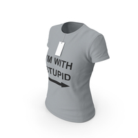 Female Crew Neck Worn With Tag Gray Im With Stupid PNG & PSD Images