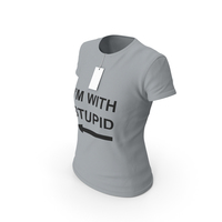 Female Crew Neck Worn With Tag Gray Im With Stupid PNG & PSD Images
