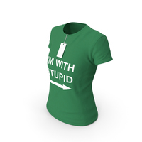 Female Crew Neck Worn With Tag Green Im With Stupid PNG & PSD Images