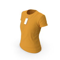 Female Crew Neck Worn With Tag Orange PNG & PSD Images