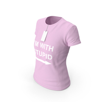 Female Crew Neck Worn With Tag Pink Im With Stupid PNG & PSD Images