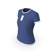 Female Crew Neck Worn With TagWhite And Dark Blue PNG & PSD Images