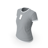 Female Crew Neck Worn With Tag White and Gray PNG & PSD Images
